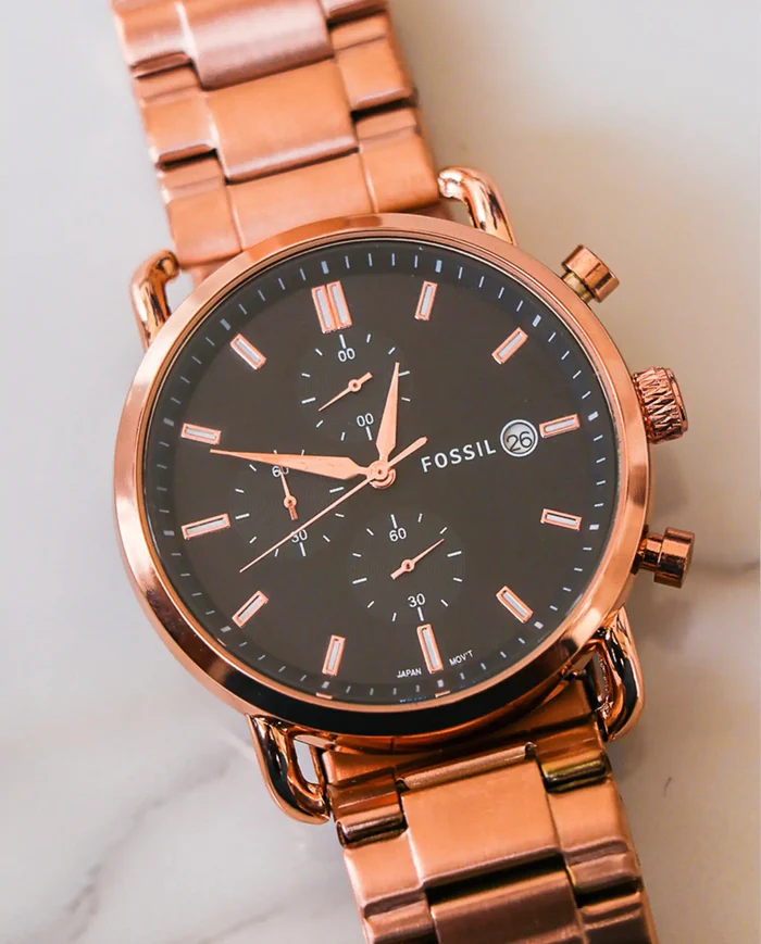 Fossil Commuter Chronograph Rose-Gold Stainless Steel Watch02