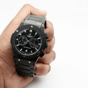 Hoblot Black Chronograph Metal Belt Watch For Men’s